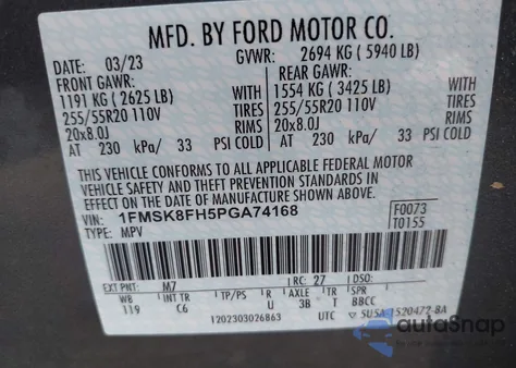 2023 Ford Explorer Limited from USA, damaged, VIN 1FMSK8FH5PGA74168
